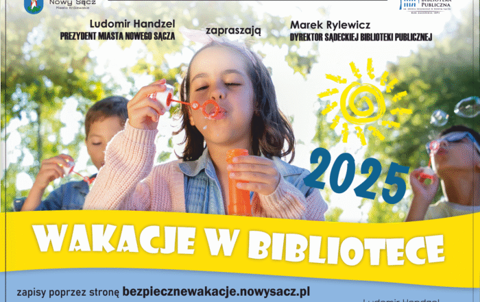 Plakat - wakacje w bibliotece 2025